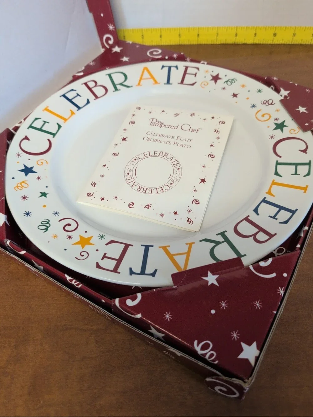 Pampered Chef Celebrate Pattern Ceramic Round Multicolor Dinner Plate